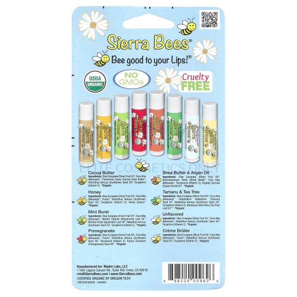 Органический бальзам для губ, ассорти-микс, Sierra Bees, 4,25 г, 1 шт. 