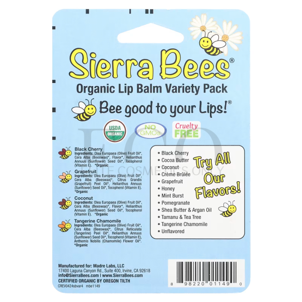 Organic lip balm, assorted, Sierra Bees, 4.25g, 1 pcs