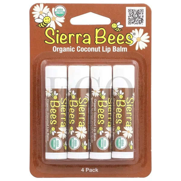 Органический бальзам для губ, кокос, Sierra Bees, 4,25 г, 1 шт. 