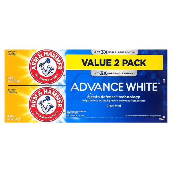 High Performance Whitening Toothpaste, Mint, Arm & Hammer, Advance White, 170 g, 2 pieces