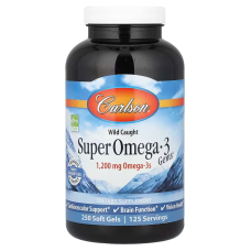 Омега-3 кислоти з риби дикого вилову, Carlson, Super Omega-3 Gems1200 мг, 250 капсул 600 мг, 250 капсул 