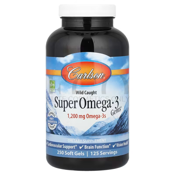 Омега-3 кислоти з риби дикого вилову, Carlson, Super Omega-3 Gems1200 мг, 250 капсул 600 мг, 250 капсул 