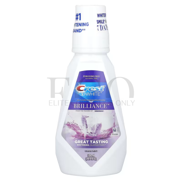 Mouthwash for teeth brightening and whitening, alcohol-free, fresh mint, Crest, 3D White, 500 ml