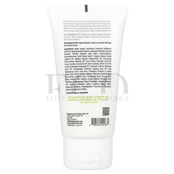 Крем для ніг з перцевою мятою, олією ши, аргани та марули Mild By Nature Peppermint Shea Foot Cream with Argan Marula Oils 71 г