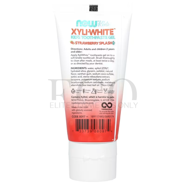 Toothpaste-gel for children, strawberry flavor, NOW Foods, XyliWhite, 85 g