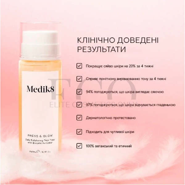 Щоденний відлущувальний тонік із РНА й активатором ферментів Medik8 Press Glow 200 мл