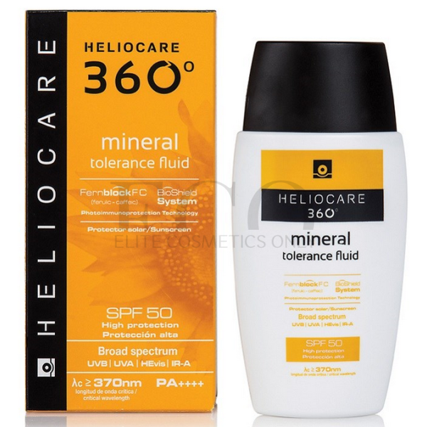 Сонцезахисний мінеральний флюїд для чутливої ​​шкіри Cantabria Labs Heliocare 360º Mineral Tolerance Fluid Sunscreen SPF 50, 50 мл