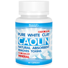 White clay (Kaolin) in capsules No. 60, body cleansing, in case of poisoning, intoxication
