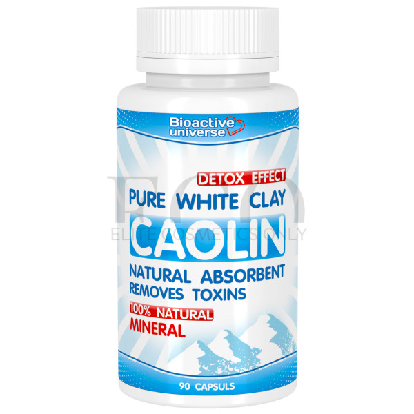 White clay (Kaolin) in capsules No. 90, body cleansing, in case of poisoning, intoxication