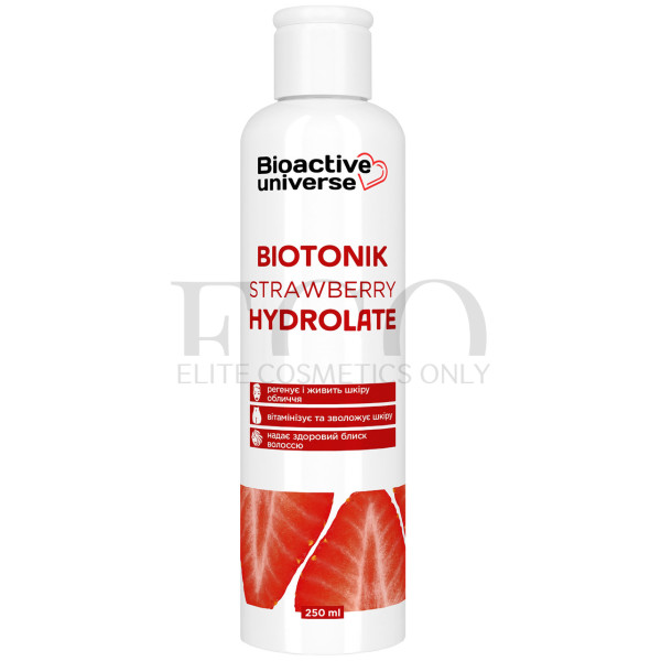 Strawberry hydrolate, nourishes, vitaminizes and moisturizes the skin, adds shine to hair, tonic 250 ml, Bioactive