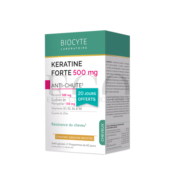 Dietary supplement with keratin against hair loss Biocyte Keratine Forte Anti-Chute, 120 capsules