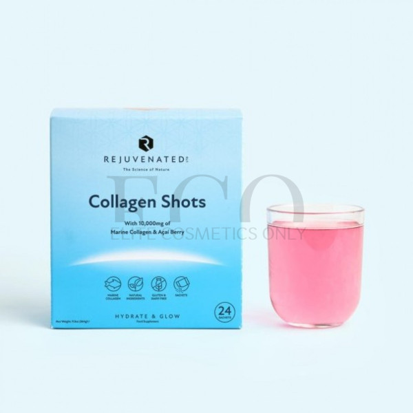 Rejuvenated СOLLAGEN SHOTS 10,000 mg per serving - Collagen shots for beautiful skin with Acai berries, 24 individual sachets